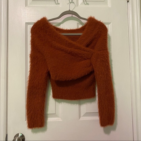 Knitted Off-the-Shoulder Sweater - Picture 1 of 3